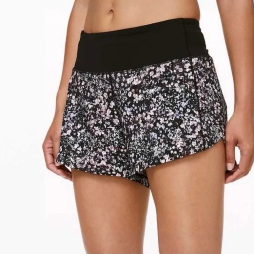 Lululemon Speed Up Short 2.5", Floral Spritz Multi, Black Size 10
